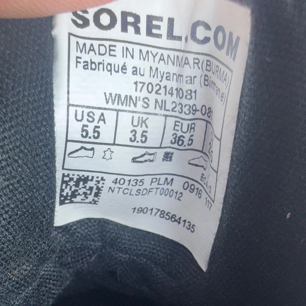 Sorel Out N About Rain Boots Grey Black Yellow Waterproof Canvas NL2339-081 5.5